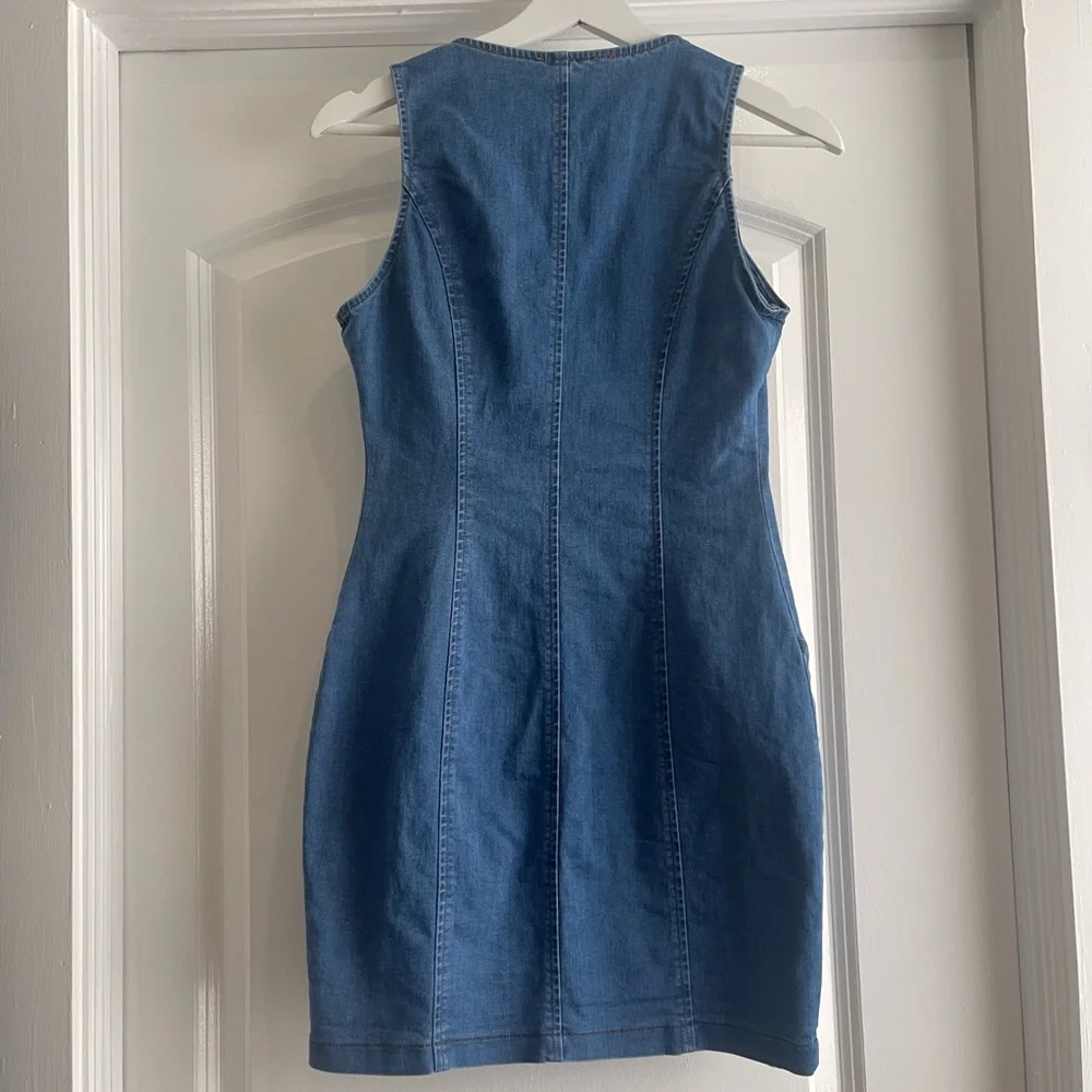 Denim Button Mini Dress - Picture 2 of 2